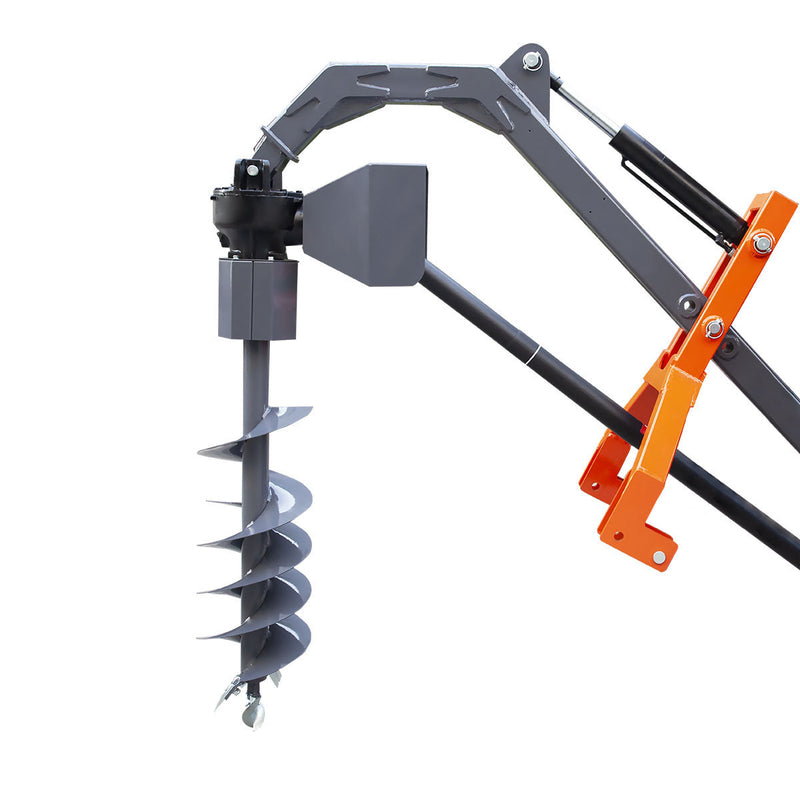 TMG Industrial 48” Hydraulic Assist Post Hole Digger, 12” Auger, Category 1 & 2, PTO Shaft Included, TMG-TPD12