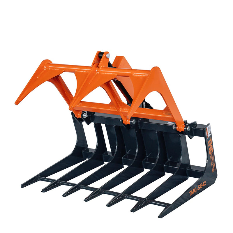 TMG Industrial 42” Mini Skid Steer Skeleton Grapple Attachment, Toro Style Mount, 24” Arm Opening, 2000 lb Weight Capacity, TMG-SG42