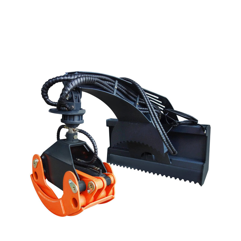 TMG Industrial 50" Skid Steer Rotary Log Grapple, 360° Rotation, 12V Solenoid Control Valve, 4500 LB Capacity, TMG-SLG49