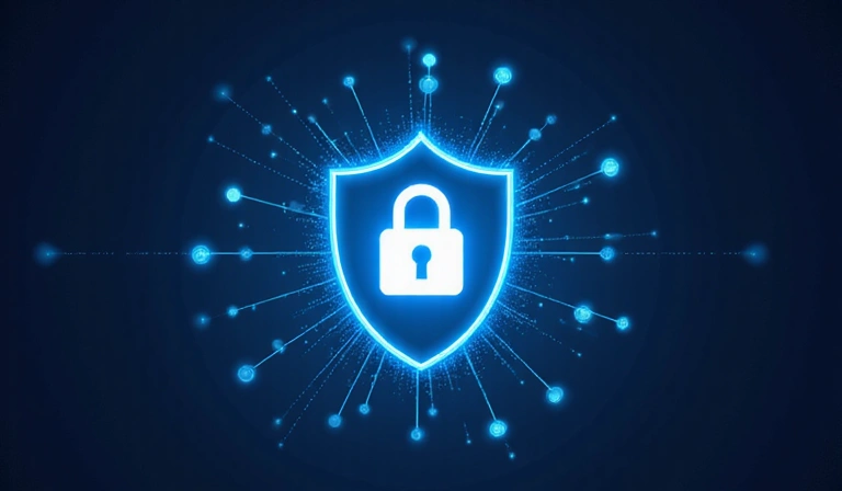 Illustration de la sécurité des données avec un cadenas numérique et des icônes de protection